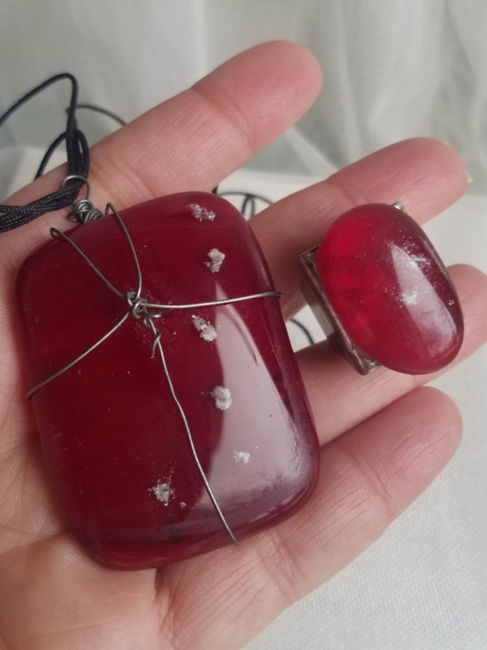 Handmade Fusion Glass Ring Adjustable from Greece